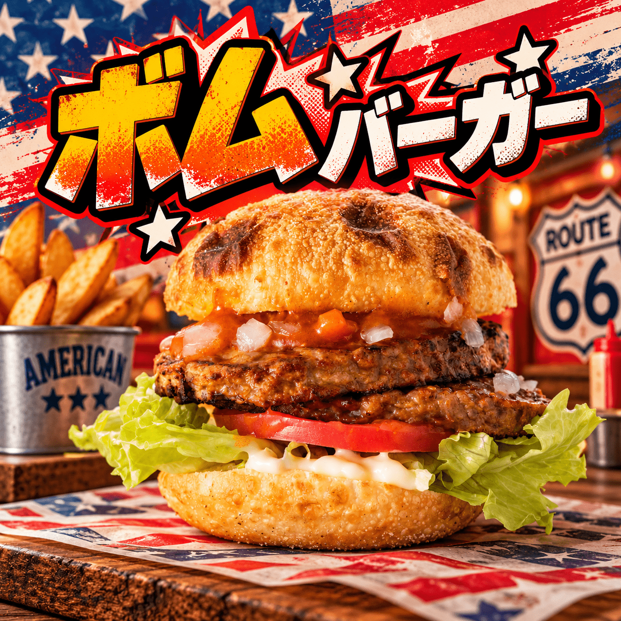 ハンバーガー ボムバーガー | 一宮でピザ・ハンバーガーのテイクアウトとデリバリー
