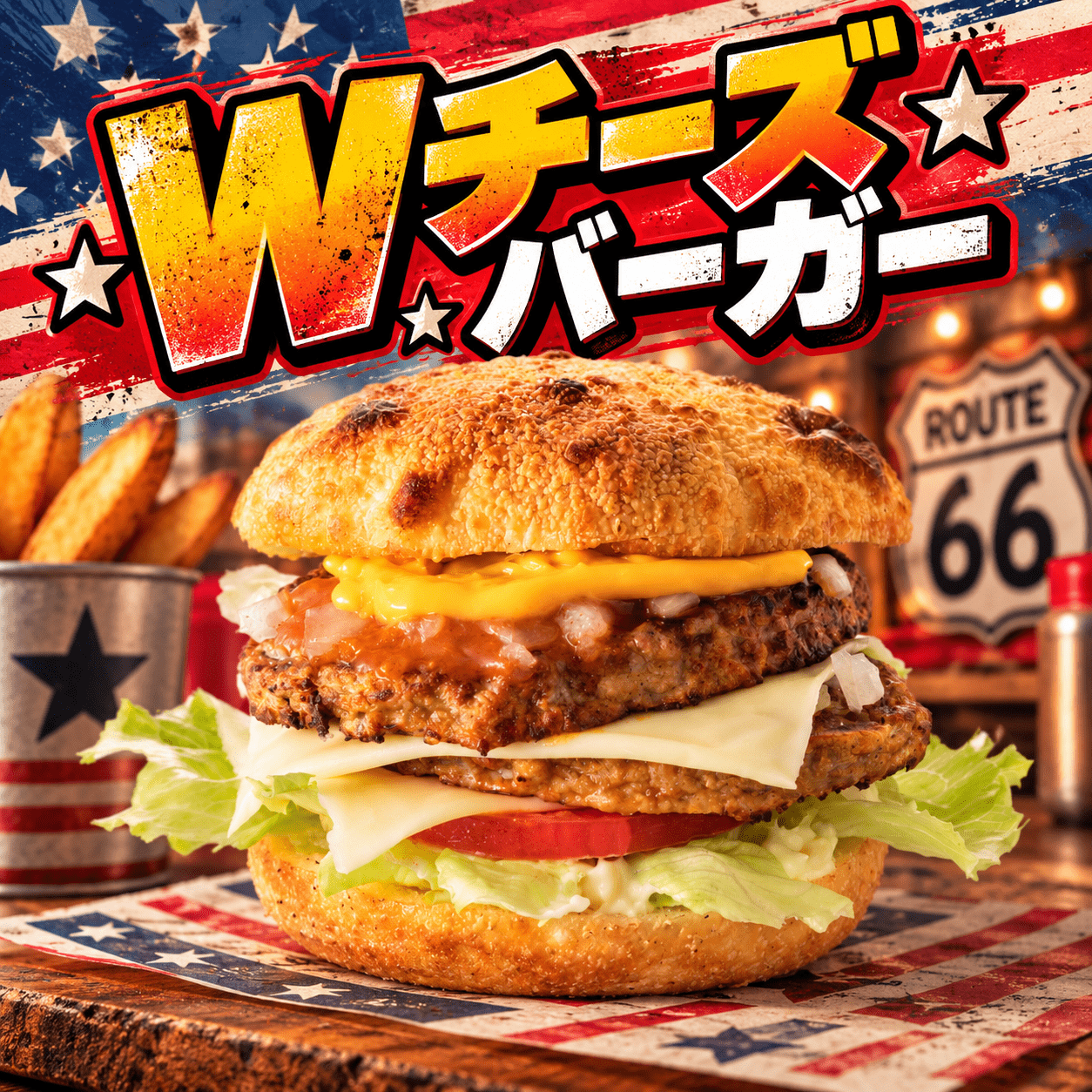 Wチーズバーガー | 一宮でピザ・ハンバーガーのテイクアウトと